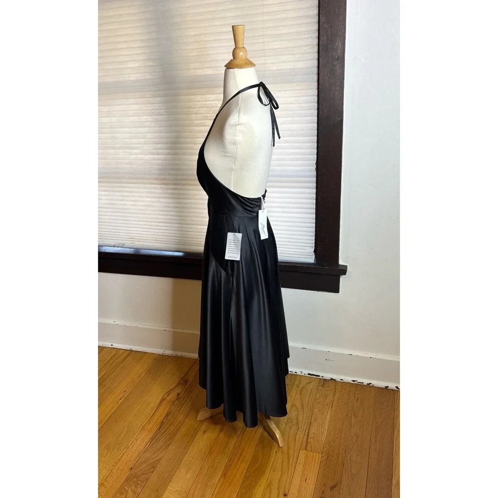 Jewel Badgley‎ Mischka Satin Backless Dress with High-Low Skirt